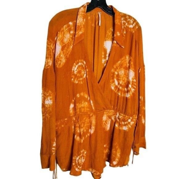 Free People Marla Printed Shortall Orange Romper Women’s Size Small New - Picture 3 of 15